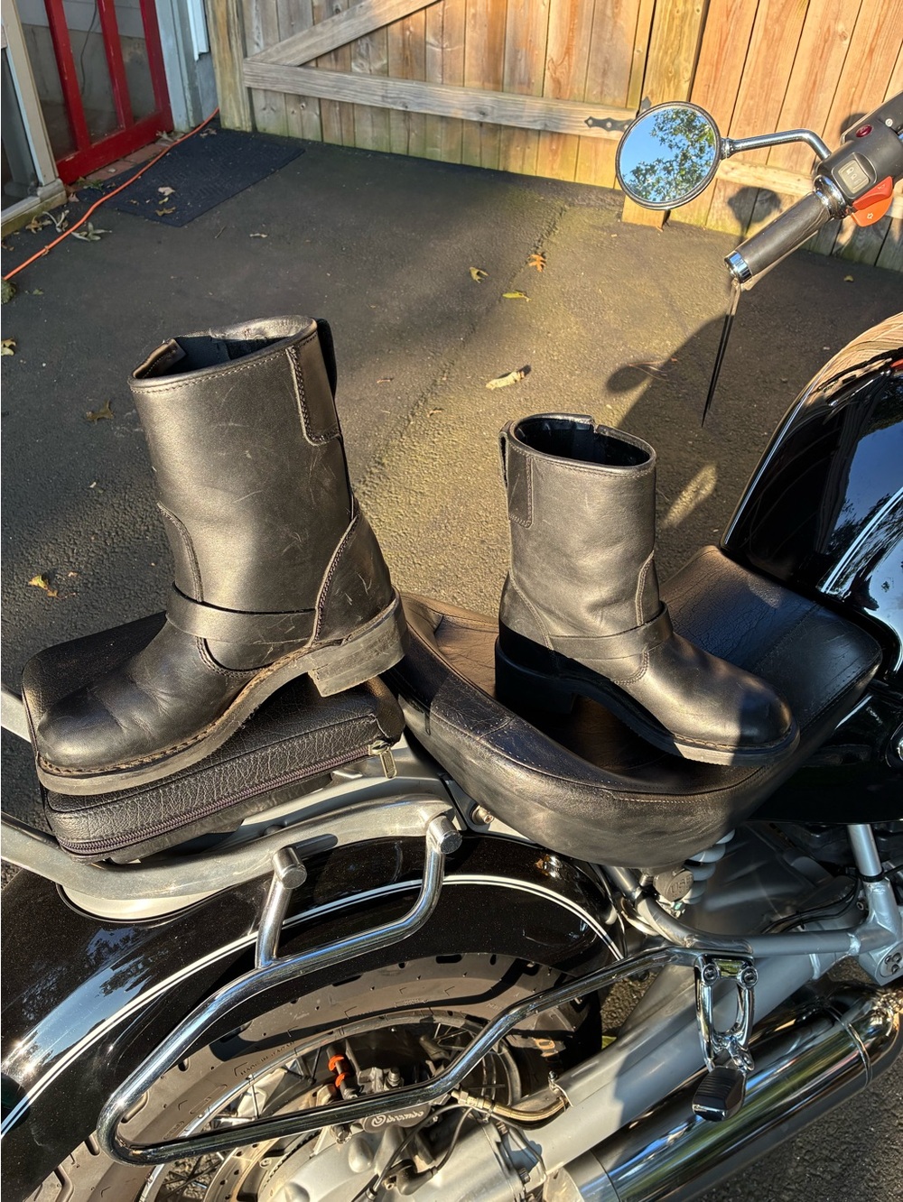 Black Leather woman’s  Motorcycle Boots